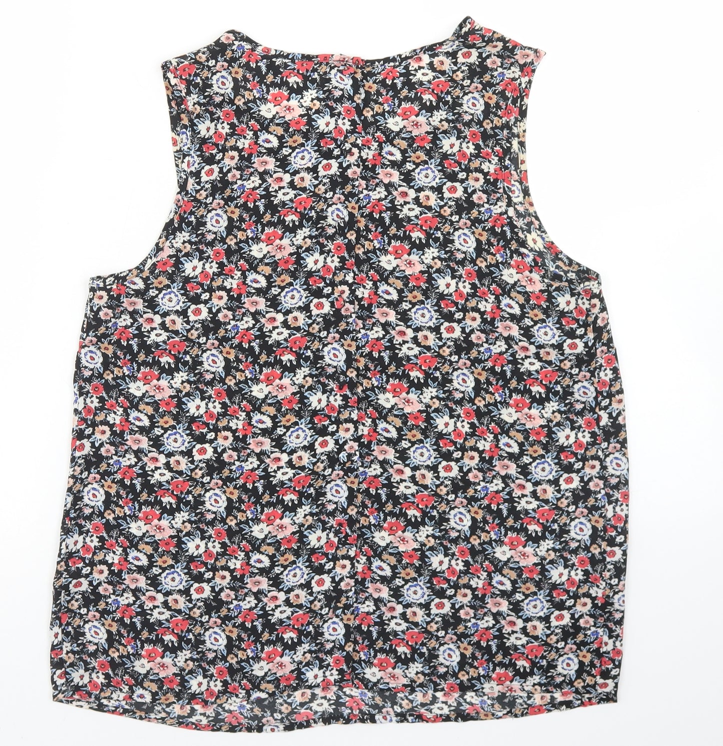 New Look Womens Black Floral Polyester Basic Blouse Size 10 Round Neck