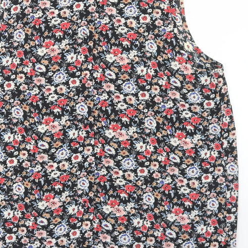 New Look Womens Black Floral Polyester Basic Blouse Size 10 Round Neck