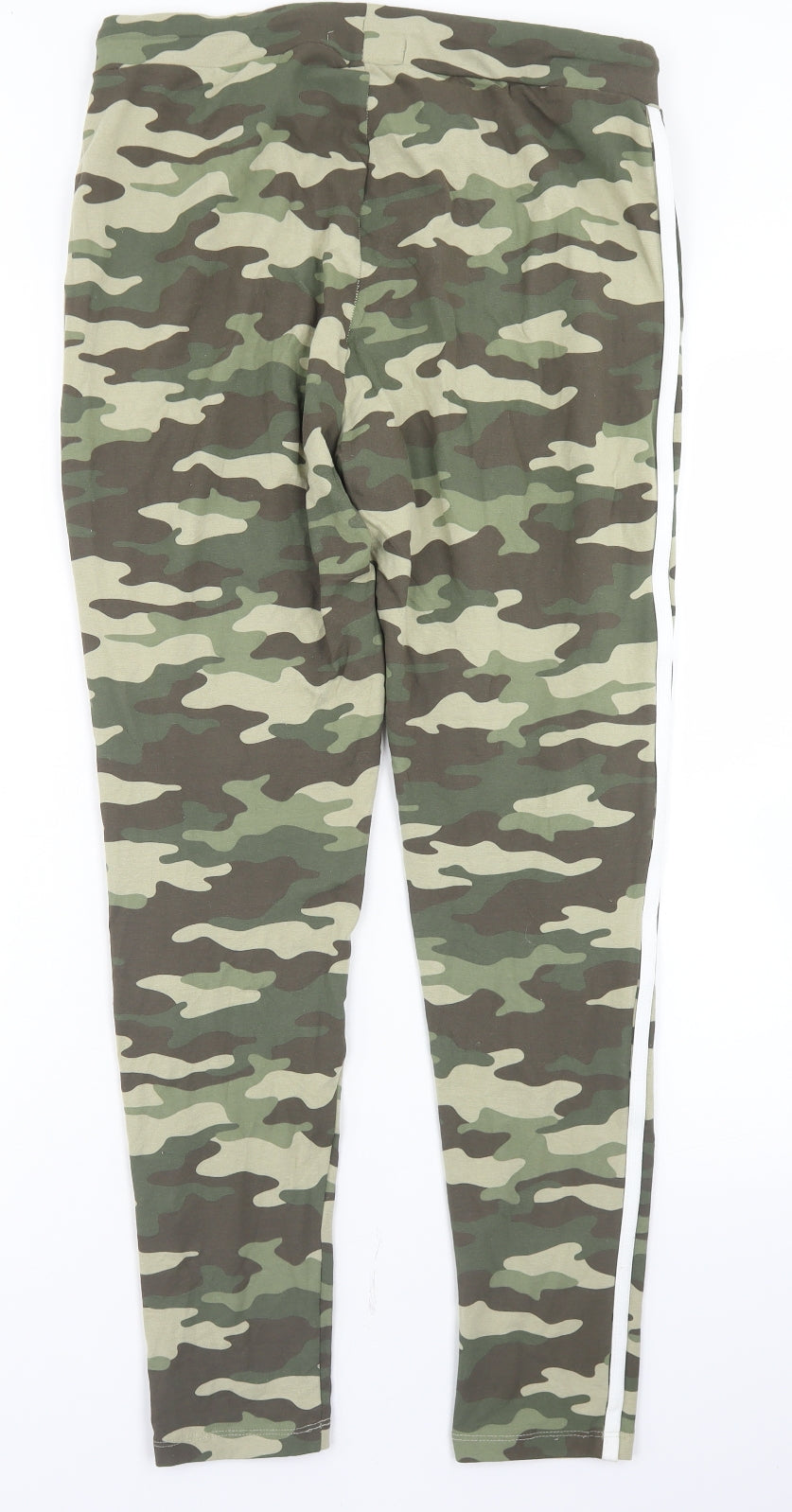 Primark Womens Green Camouflage Cotton Jogger Trousers Size M L27 in Regular Drawstring