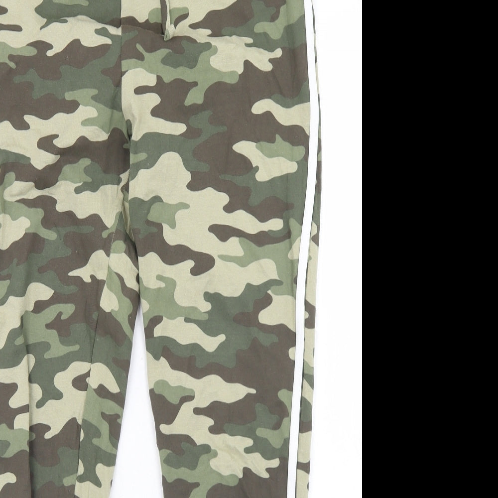 Primark Womens Green Camouflage Cotton Jogger Trousers Size M L27 in Regular Drawstring