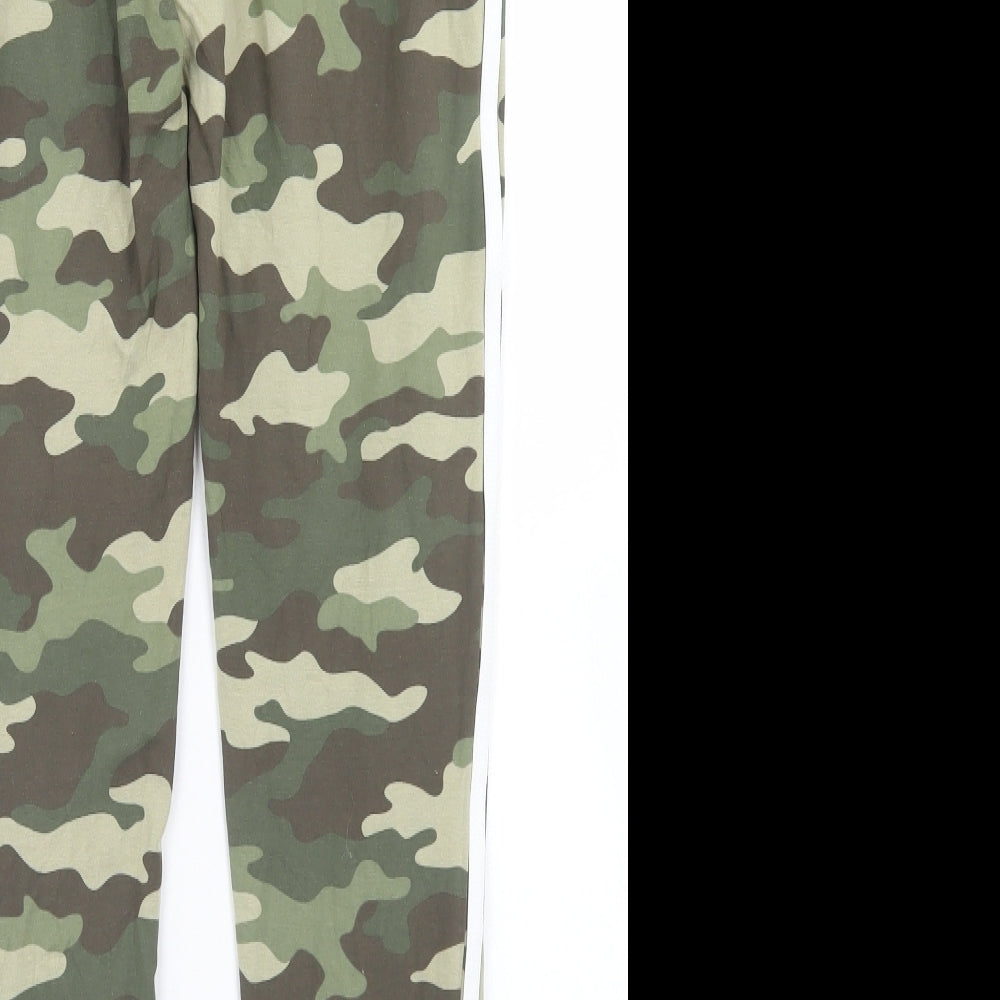 Primark Womens Green Camouflage Cotton Jogger Trousers Size M L27 in Regular Drawstring