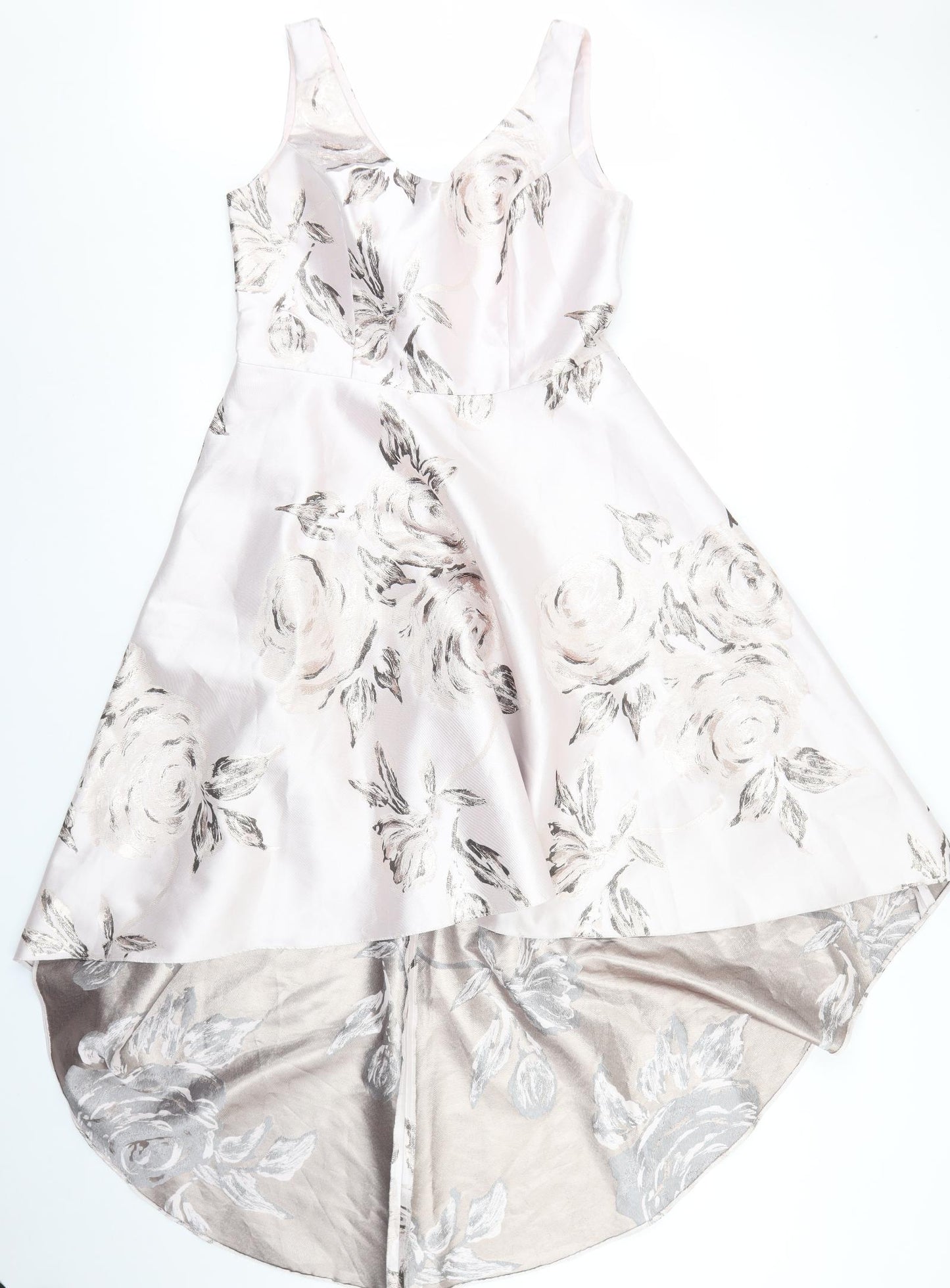 Roman Womens Pink Floral Polyester Fit & Flare  Size 14  V-Neck Zip - Occasionwear