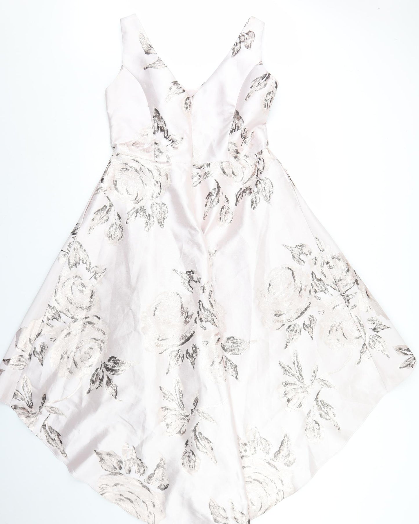 Roman Womens Pink Floral Polyester Fit & Flare  Size 14  V-Neck Zip - Occasionwear