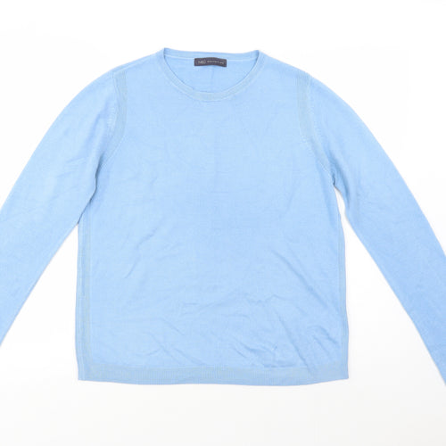 Marks and Spencer Womens Blue Crew Neck  Acrylic Pullover Jumper Size 14