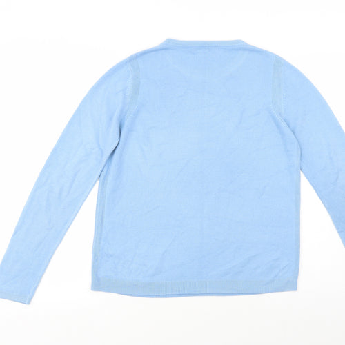 Marks and Spencer Womens Blue Crew Neck  Acrylic Pullover Jumper Size 14