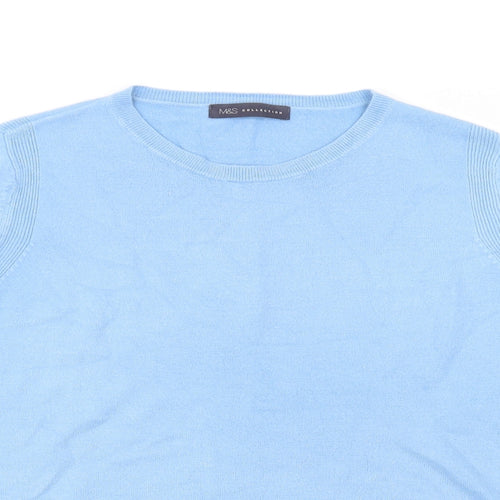 Marks and Spencer Womens Blue Crew Neck  Acrylic Pullover Jumper Size 14