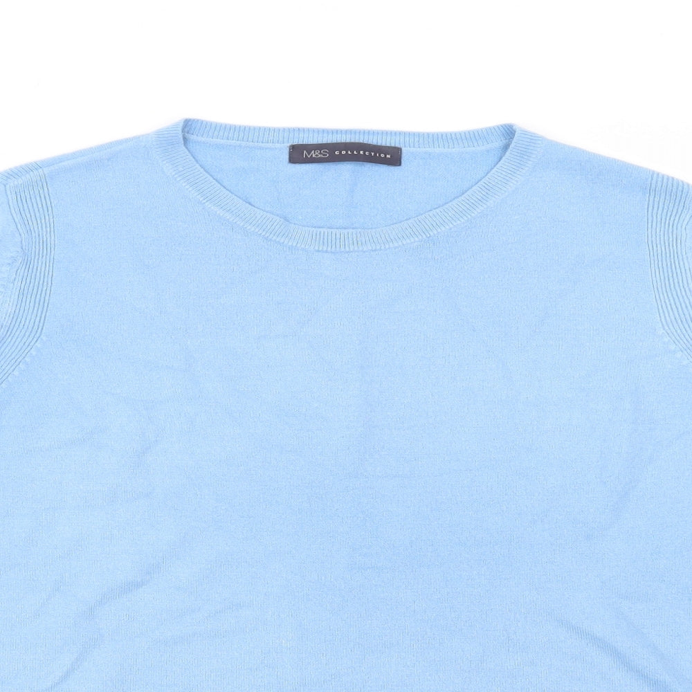 Marks and Spencer Womens Blue Crew Neck  Acrylic Pullover Jumper Size 14