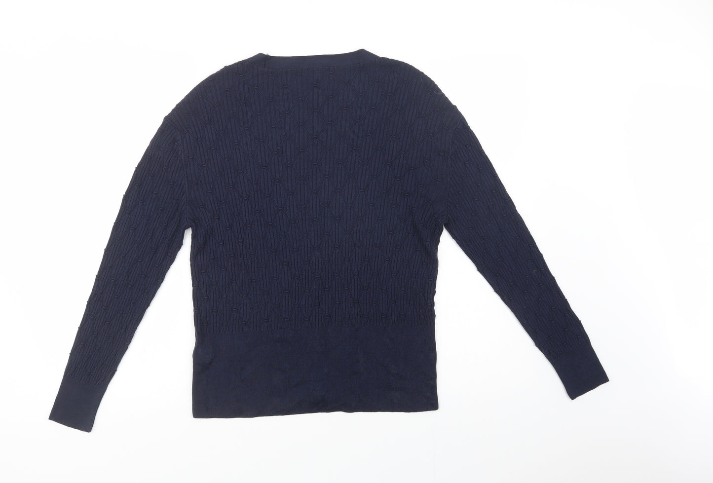 Marks and Spencer Womens Blue V-Neck  Viscose Cardigan Jumper Size 12