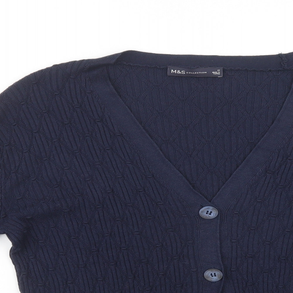 Marks and Spencer Womens Blue V-Neck  Viscose Cardigan Jumper Size 12