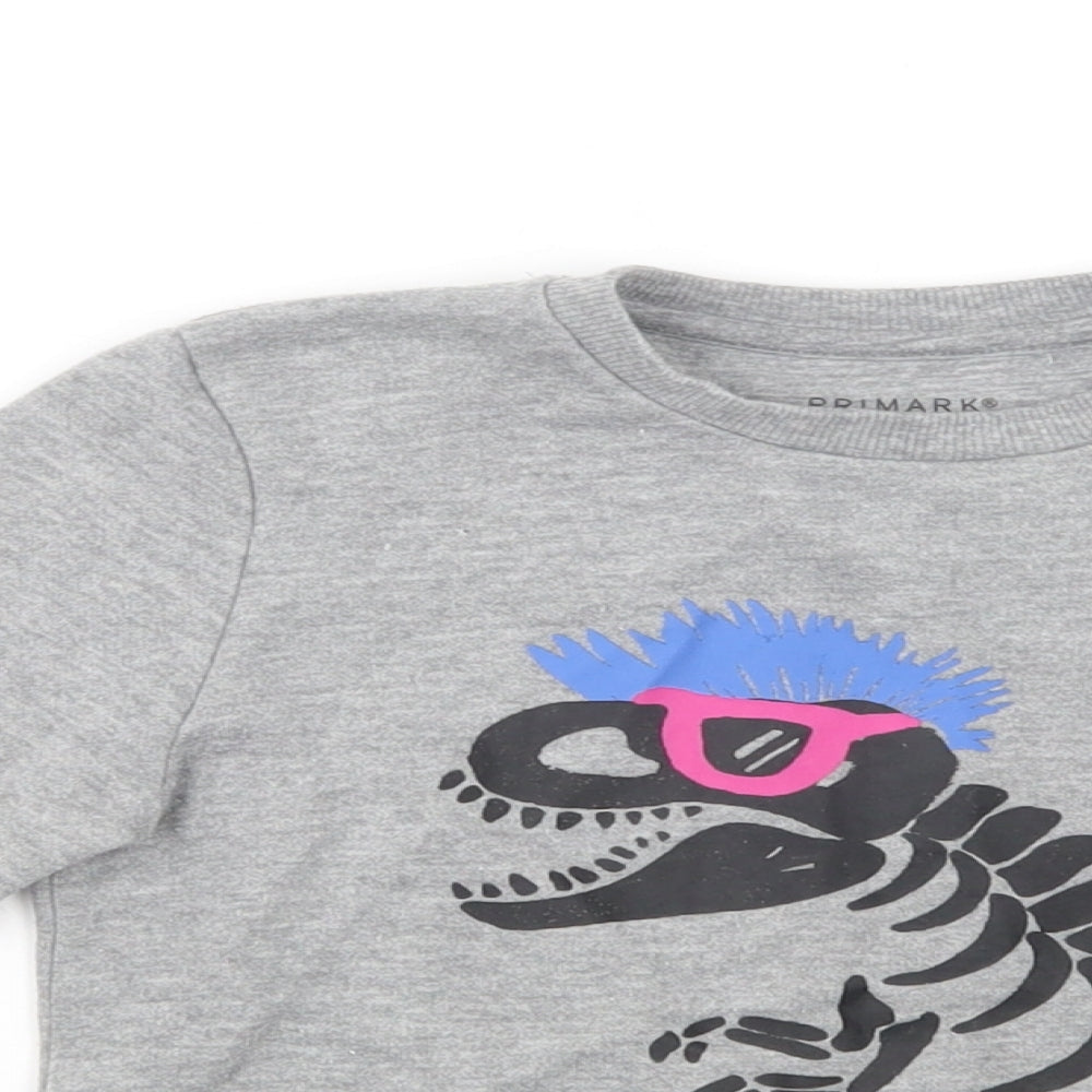 Primark Boys Grey  Cotton Pullover Sweatshirt Size 3-4 Years  Pullover - Dino