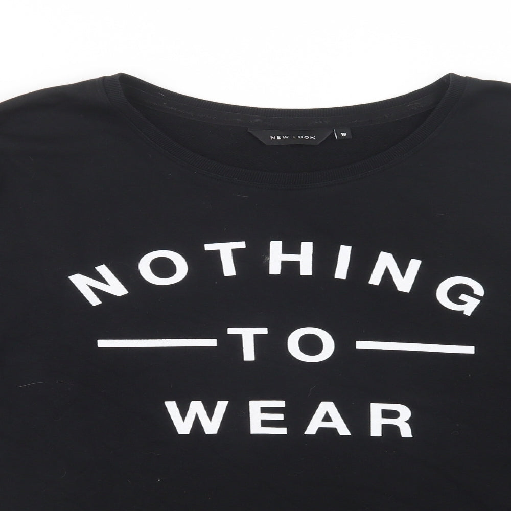 New Look Womens Black  Cotton Pullover Sweatshirt Size 18  Pullover - Nothing To Wear