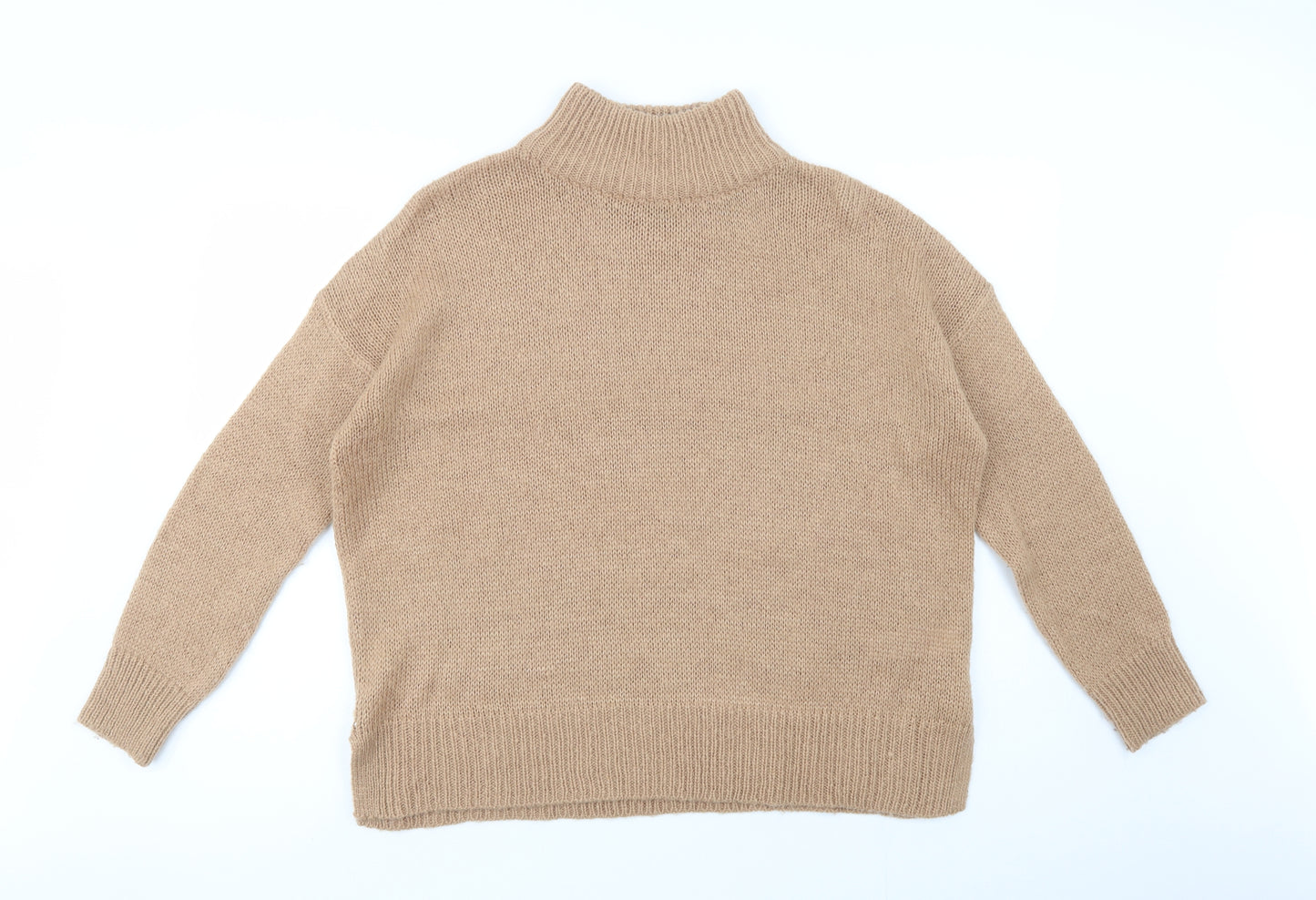 New Look Womens Beige High Neck  Acrylic Pullover Jumper Size L