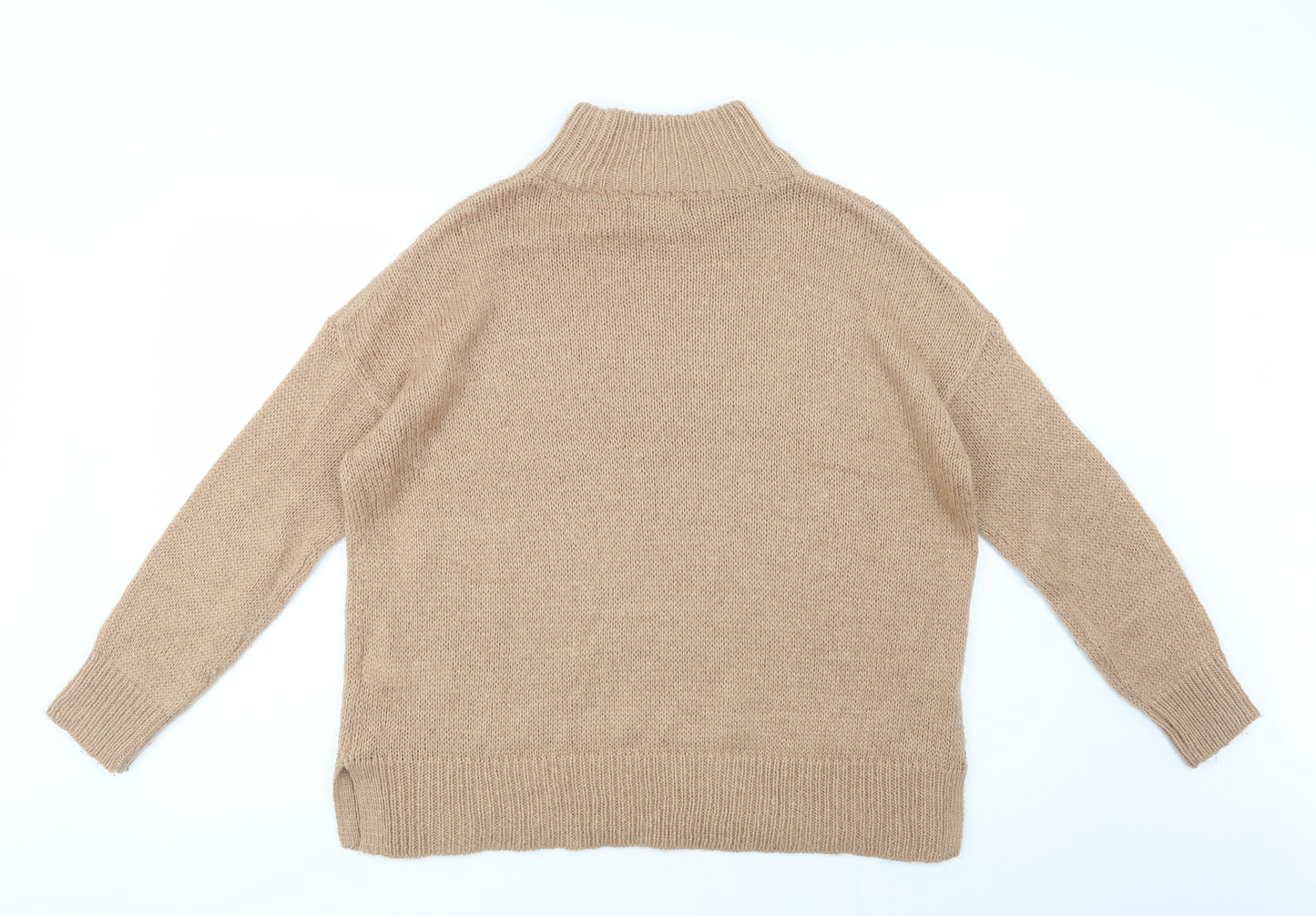 New Look Womens Beige High Neck  Acrylic Pullover Jumper Size L