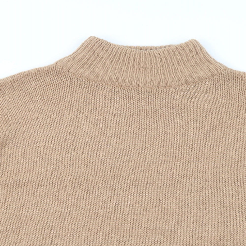 New Look Womens Beige High Neck  Acrylic Pullover Jumper Size L