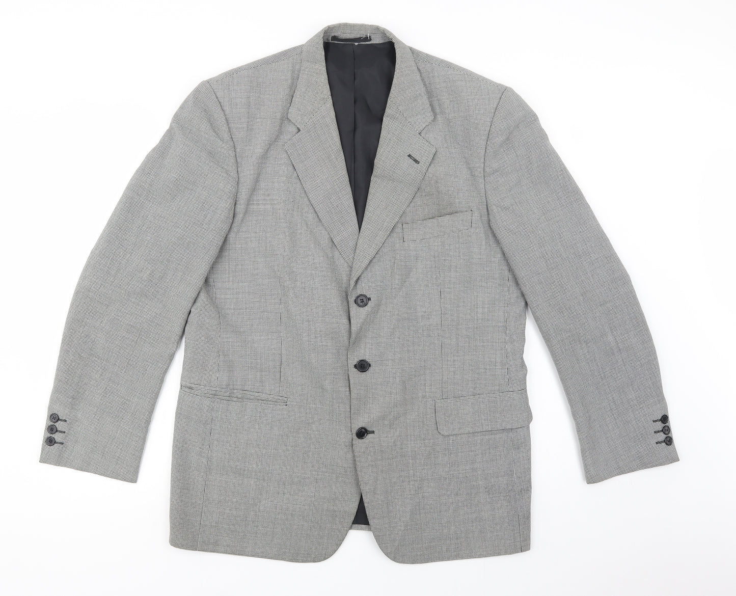 Premiere Collection Mens Grey Houndstooth  Jacket Blazer Size 42  Button