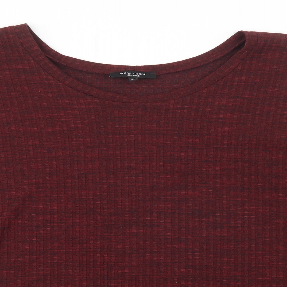 New Look Womens Red Round Neck  Polyester Pullover Jumper Size 20