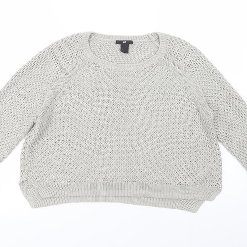 H&M Womens Grey Crew Neck  Acrylic Pullover Jumper Size M
