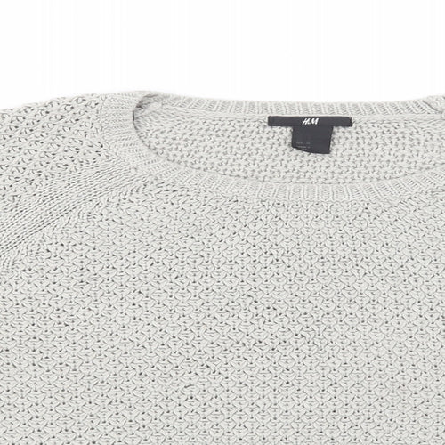 H&M Womens Grey Crew Neck  Acrylic Pullover Jumper Size M