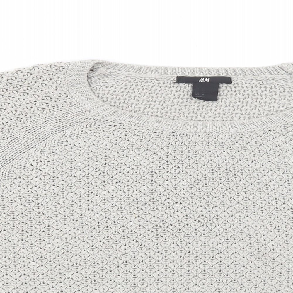 H&M Womens Grey Crew Neck  Acrylic Pullover Jumper Size M