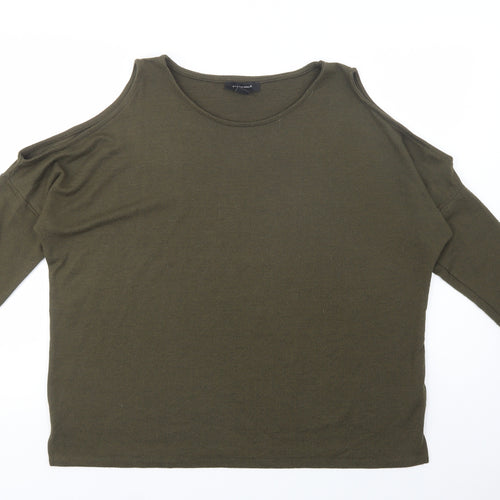 Primark Womens Green Crew Neck  Polyester Pullover Jumper Size 16   - Cold Shoulder