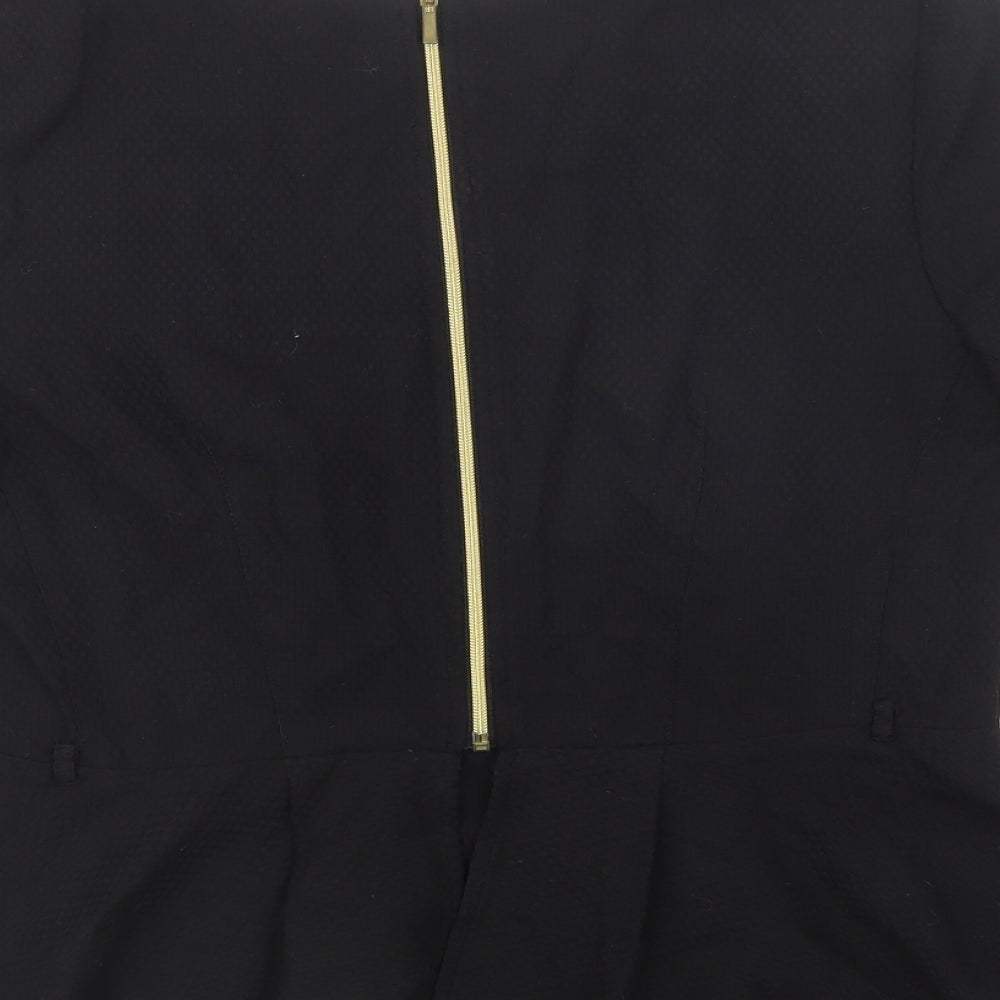 TU Womens Black  Cotton Basic Blouse Size 16 Crew Neck - Peplum