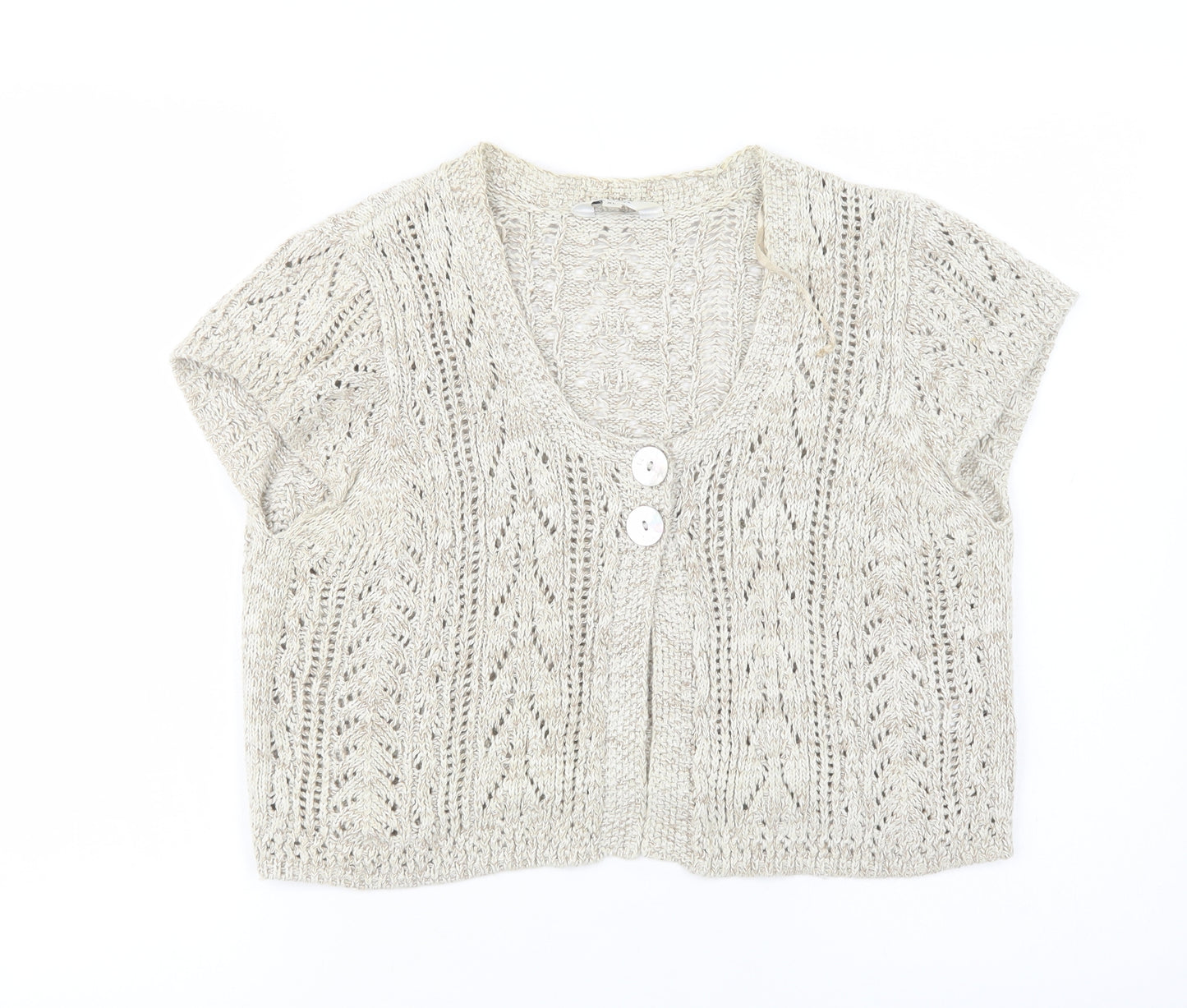 M & Co Womens Beige Scoop Neck  Cotton Shrug Jumper Size XL