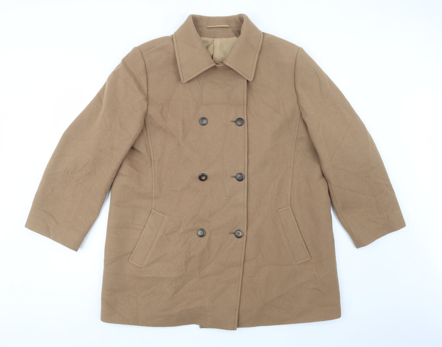Preworn Womens Beige   Pea Coat Coat Size 20  Button