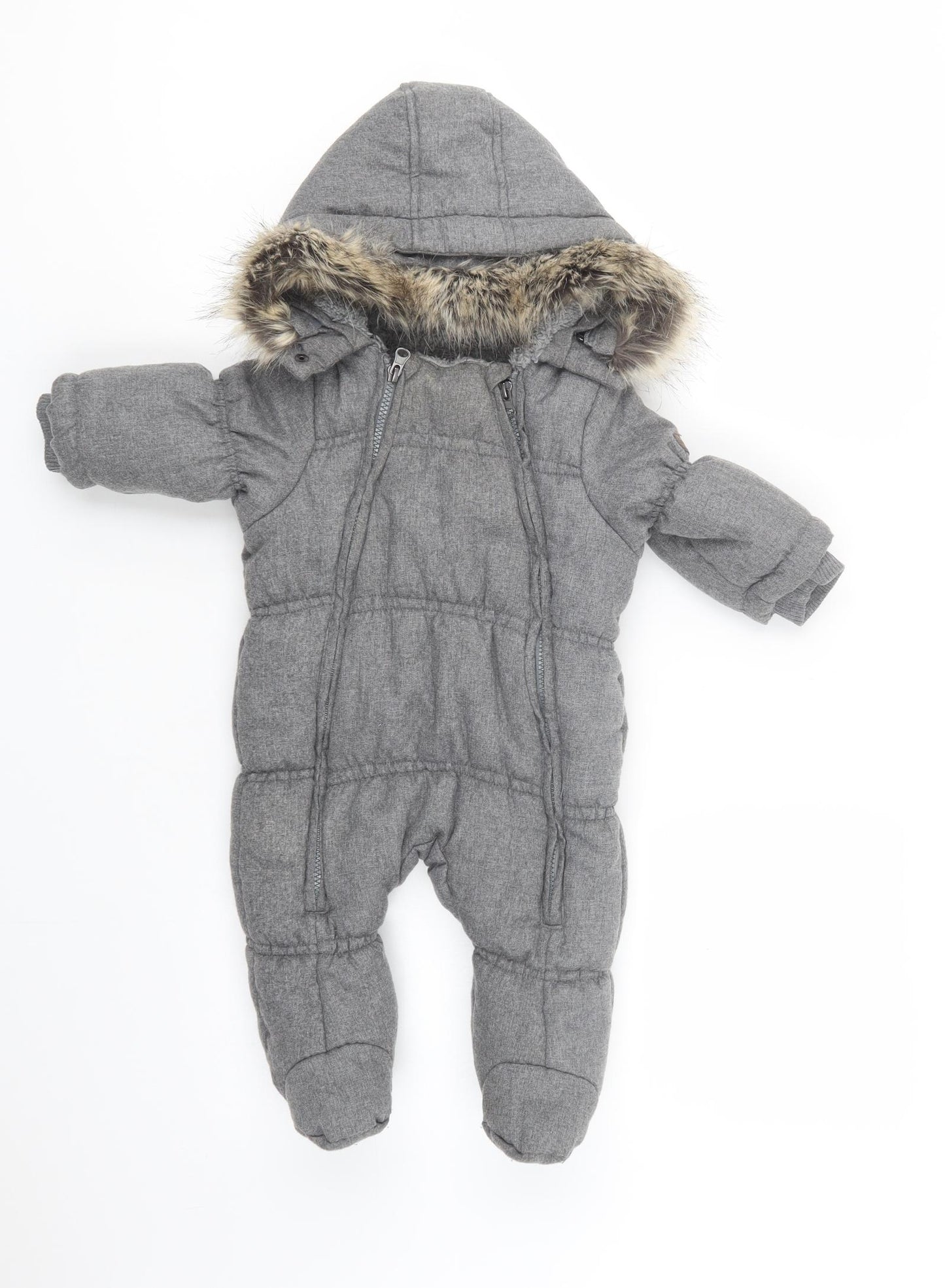 Babaluno Baby Grey    Snowsuit Size 6-9 Months   Zip