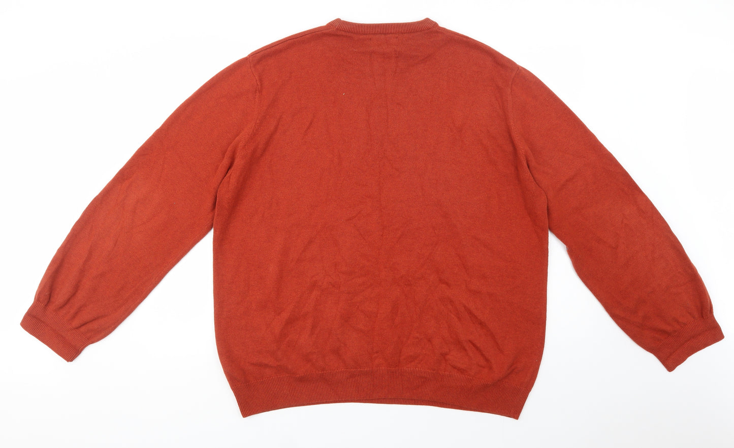 Marks and Spencer Mens Orange Crew Neck  Cotton Pullover Jumper Size 2XL