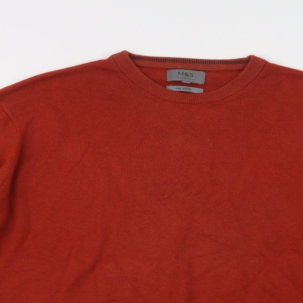 Marks and Spencer Mens Orange Crew Neck  Cotton Pullover Jumper Size 2XL