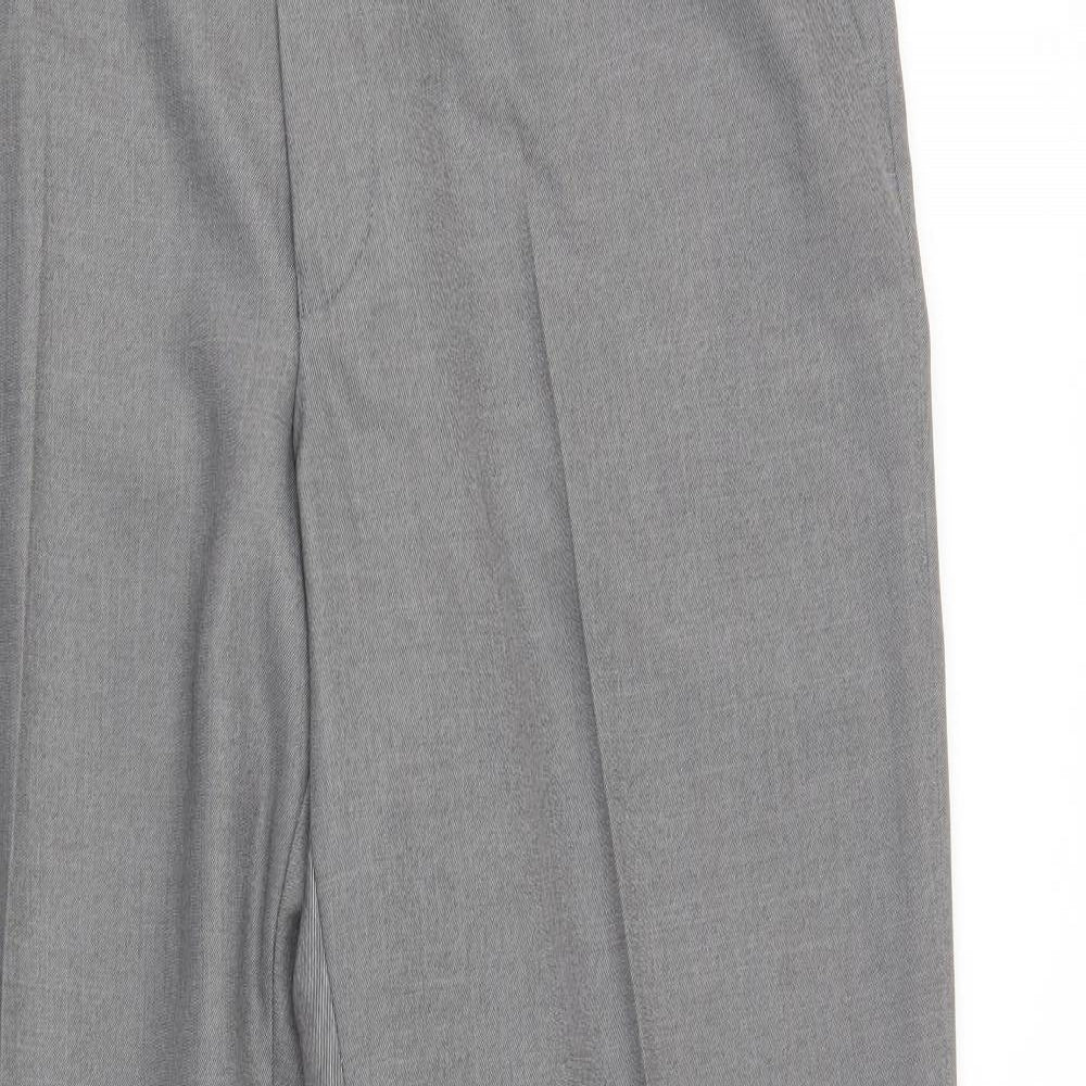 Marks and Spencer Mens Grey  Polyester Dress Pants Trousers Size 38 L31 in Regular Button
