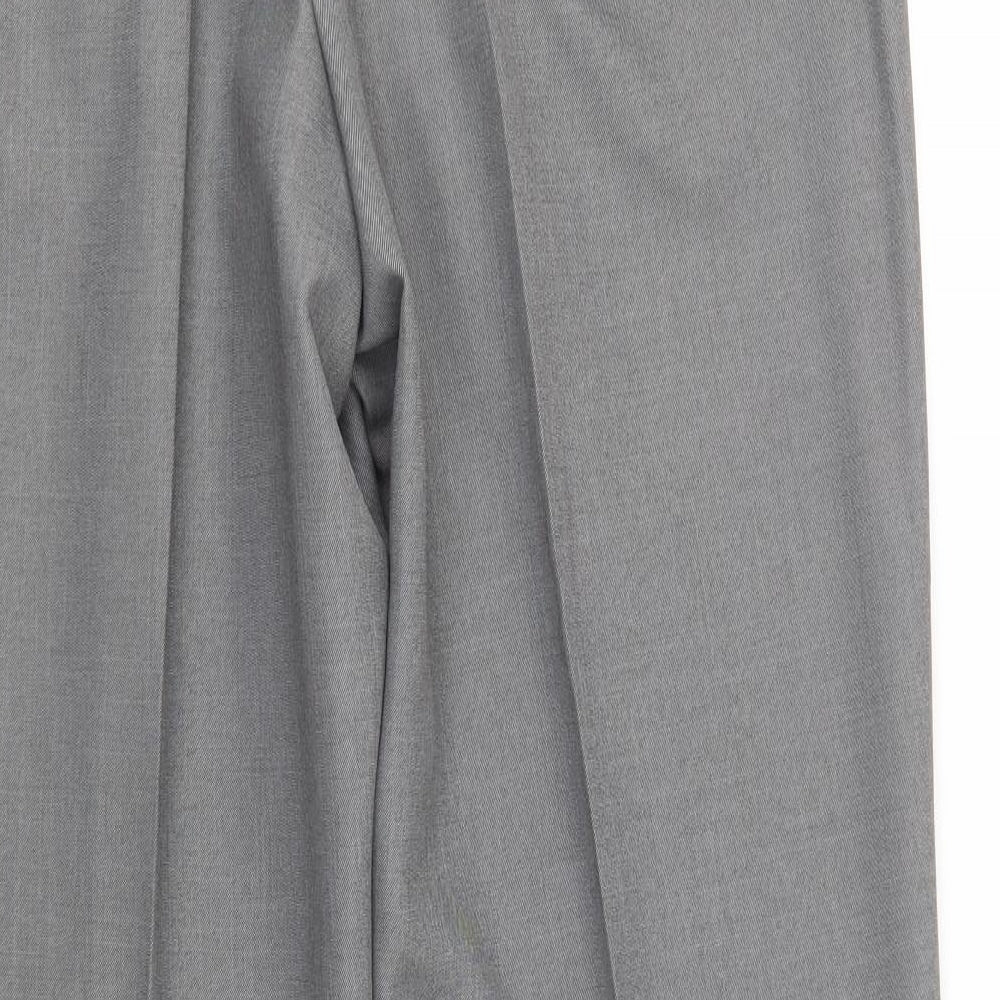 Marks and Spencer Mens Grey  Polyester Dress Pants Trousers Size 38 L31 in Regular Button