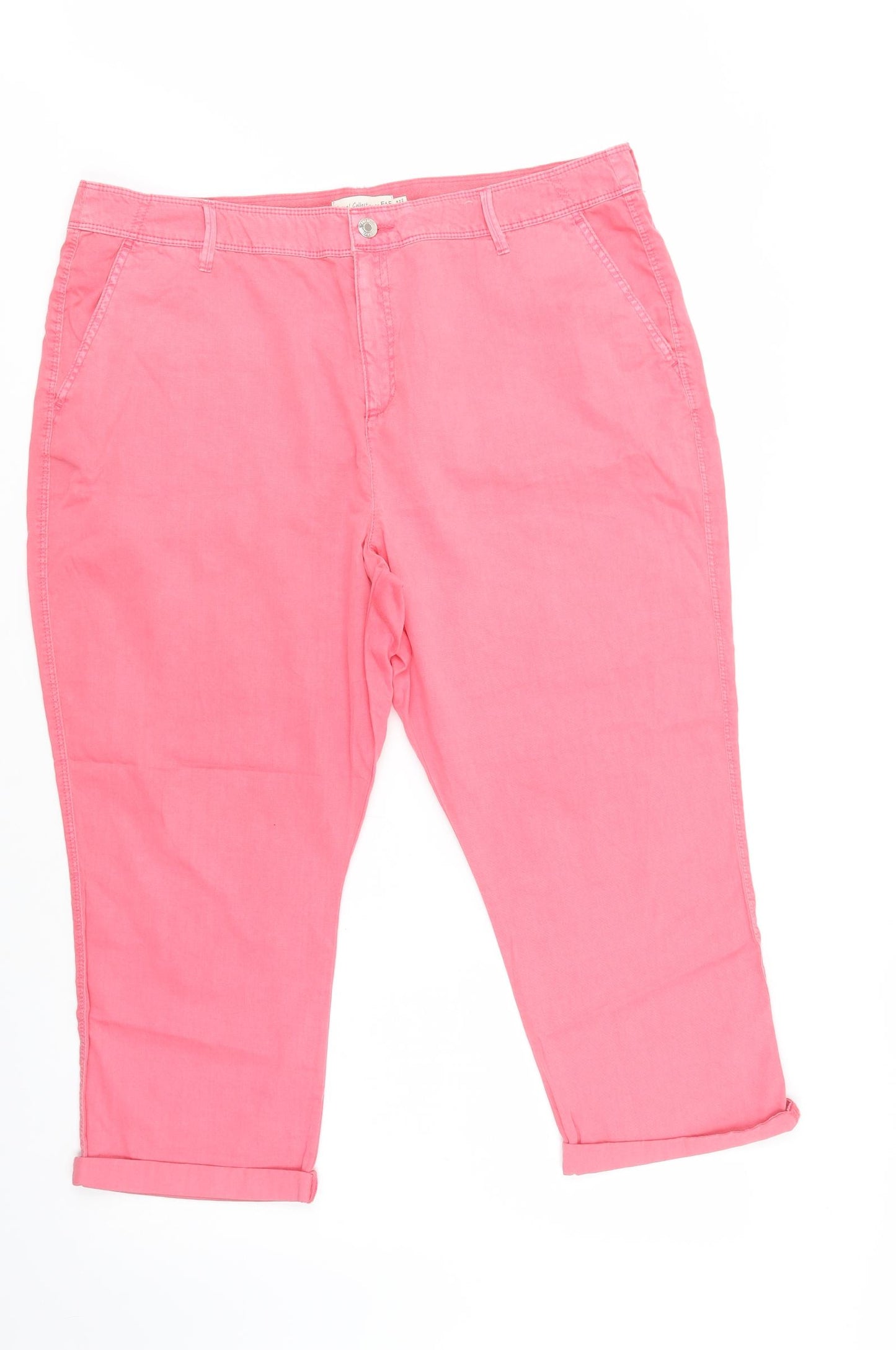 F&F Womens Pink  Cotton Cropped Jeans Size 18 L24 in Regular Button