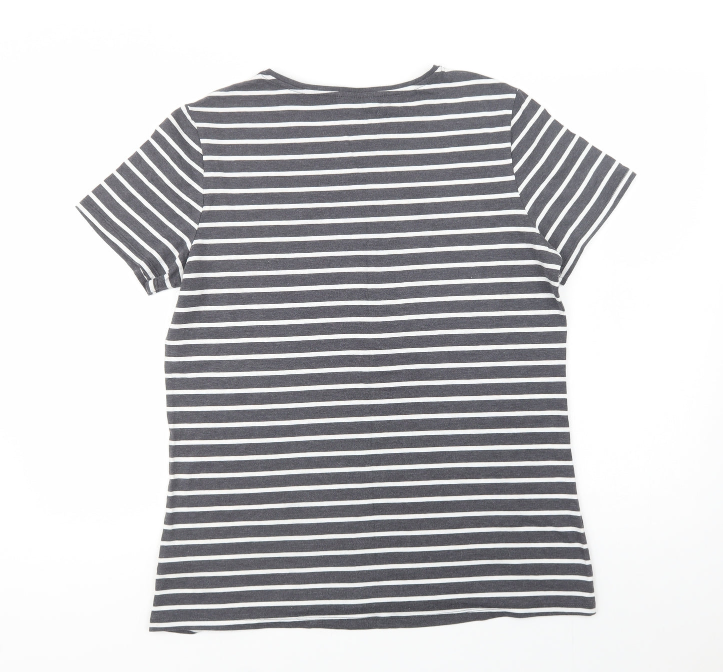Primark Womens Green Striped Cotton Basic T-Shirt Size XL Crew Neck