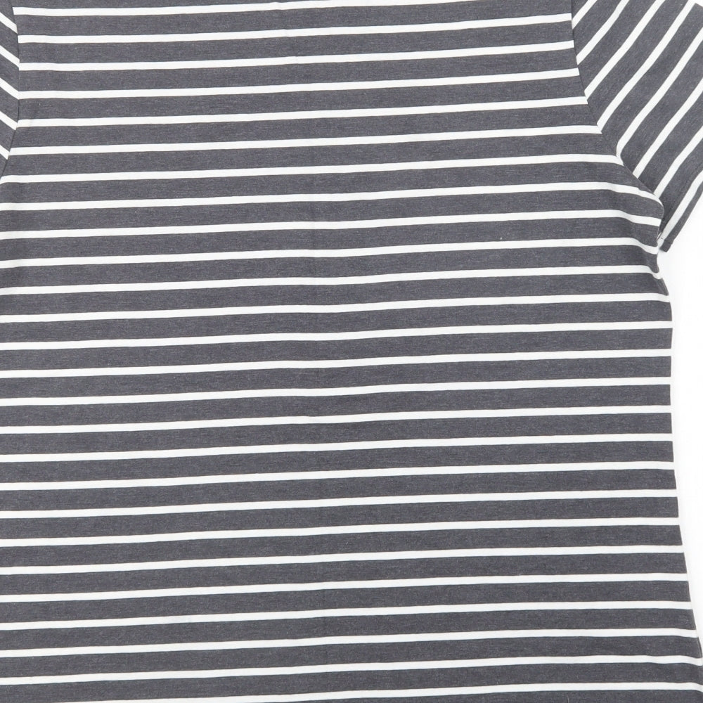 Primark Womens Green Striped Cotton Basic T-Shirt Size XL Crew Neck