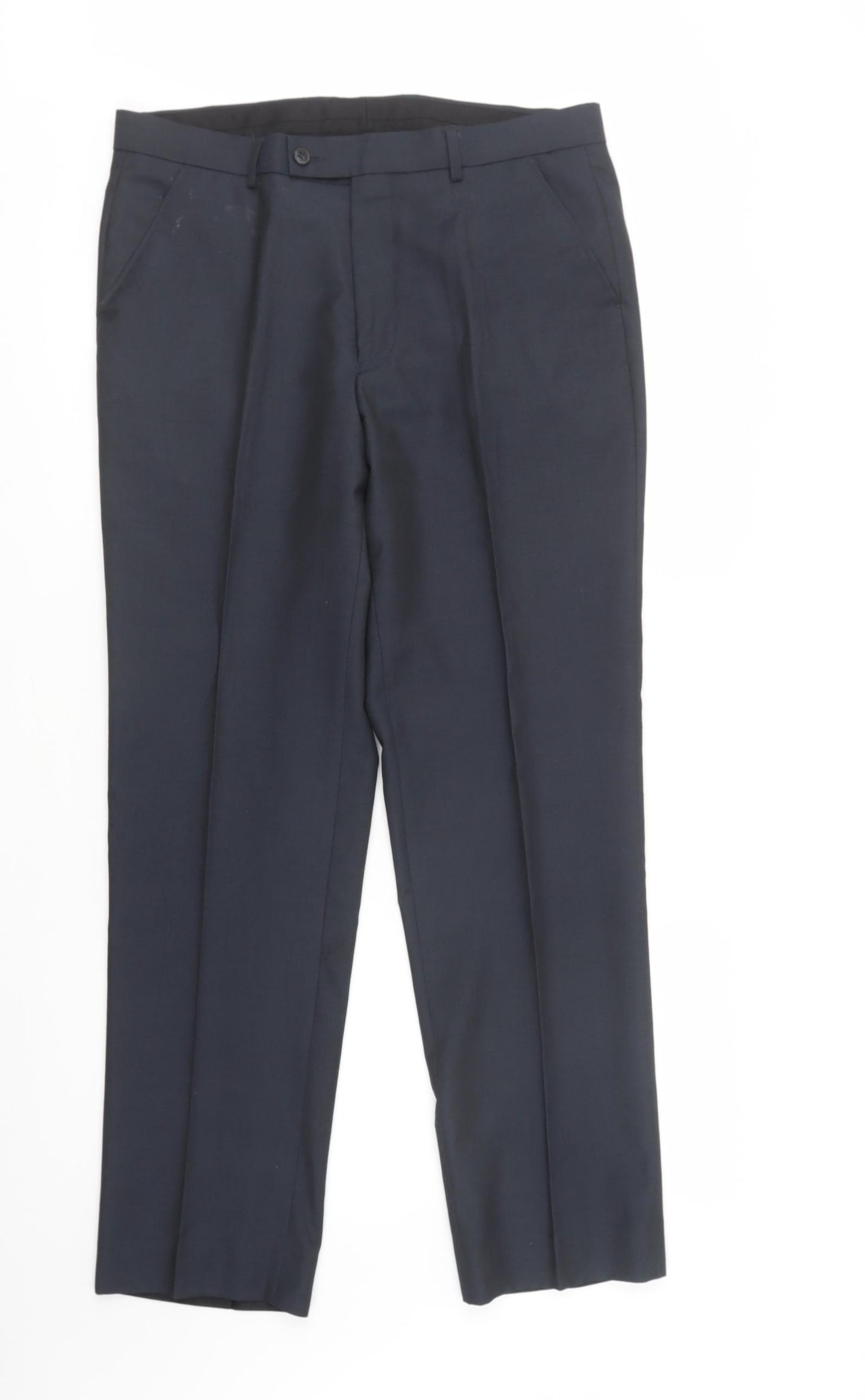 Matalan Mens Blue  Polyester Dress Pants Trousers Size 34 L31 in Regular Button