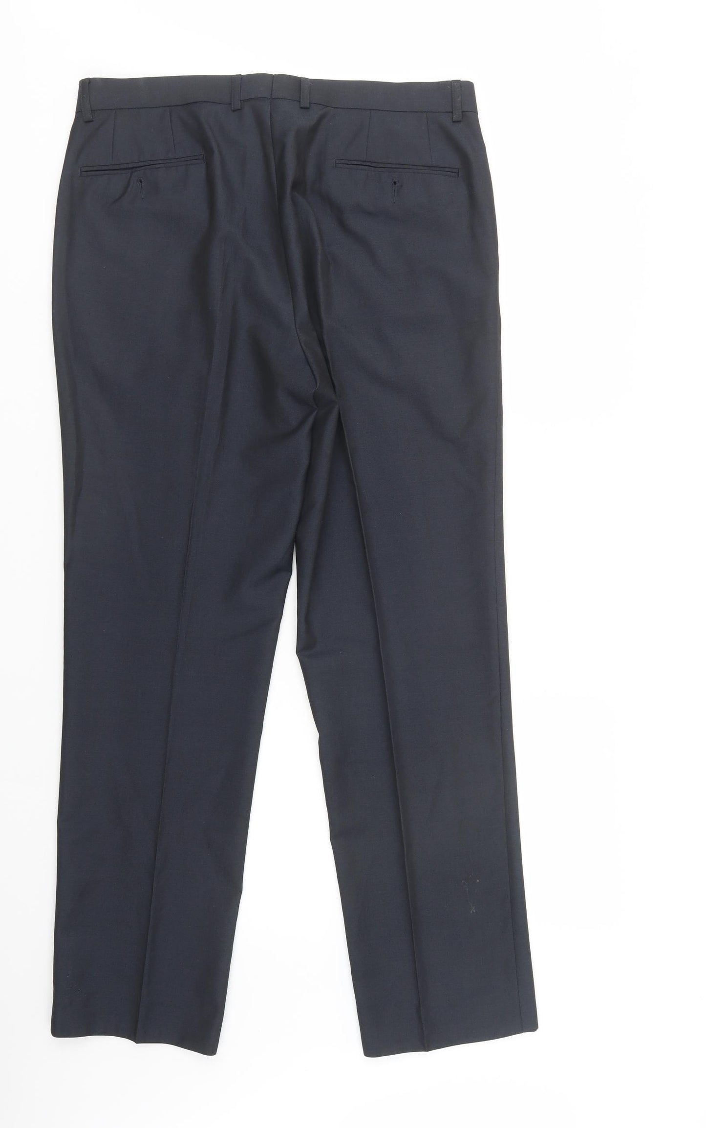 Matalan Mens Blue  Polyester Dress Pants Trousers Size 34 L31 in Regular Button