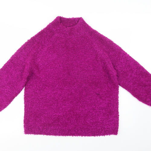George Womens Purple Mock Neck  Acrylic Pullover Jumper Size M