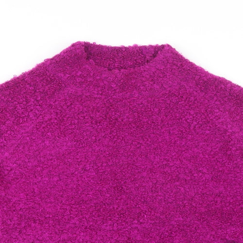 George Womens Purple Mock Neck  Acrylic Pullover Jumper Size M