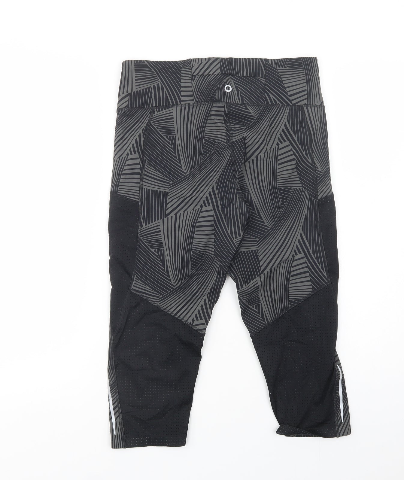 Marks and Spencer Womens Black Geometric Polyamide Cropped Leggings Size 14 L18 in Regular