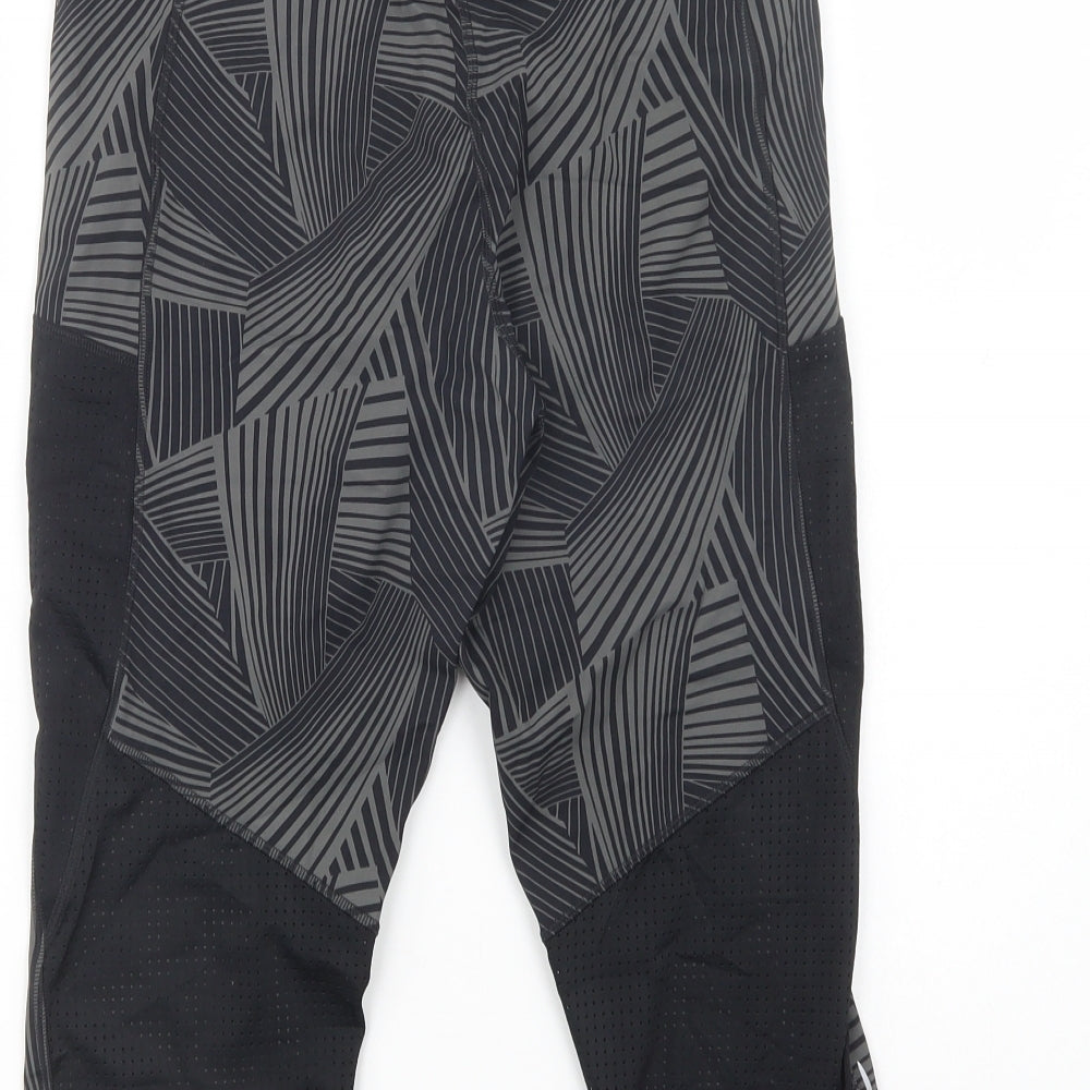 Marks and Spencer Womens Black Geometric Polyamide Cropped Leggings Size 14 L18 in Regular