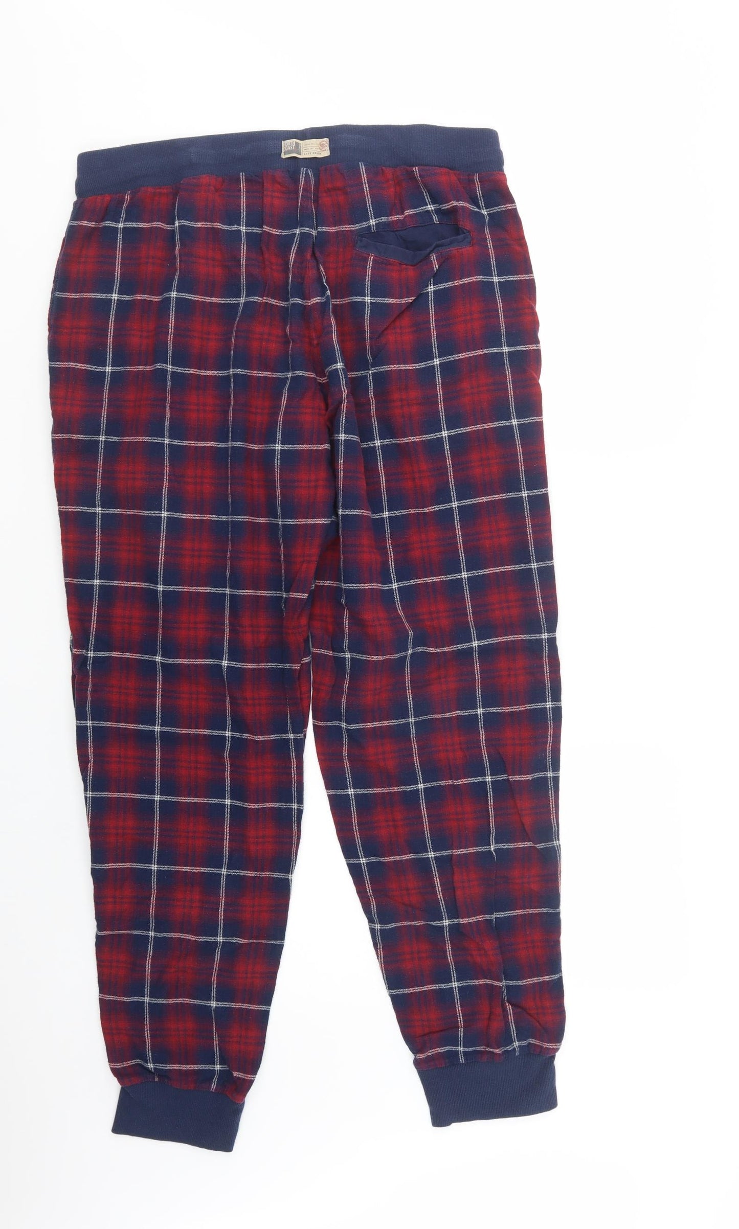 Marks and Spencer Mens Red Plaid Cotton  Pyjama Pants Size XL  Drawstring