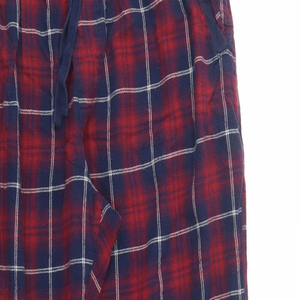 Marks and Spencer Mens Red Plaid Cotton  Pyjama Pants Size XL  Drawstring