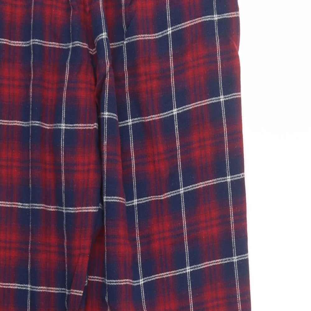 Marks and Spencer Mens Red Plaid Cotton  Pyjama Pants Size XL  Drawstring
