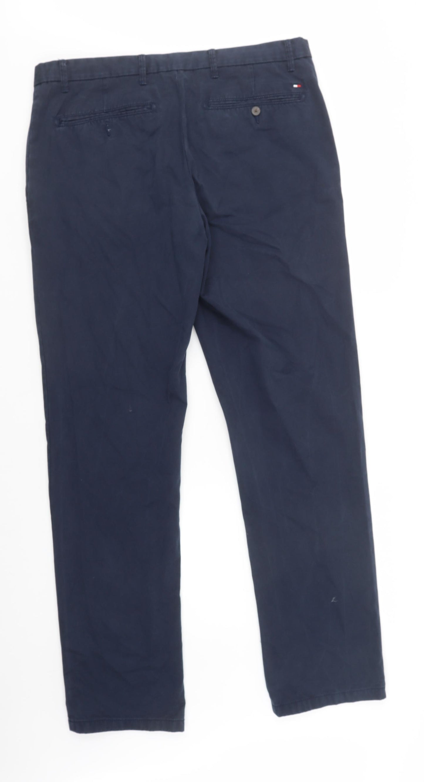 Tommy Hilfiger Mens Blue  Cotton Chino Trousers Size 36 L34 in Regular Button
