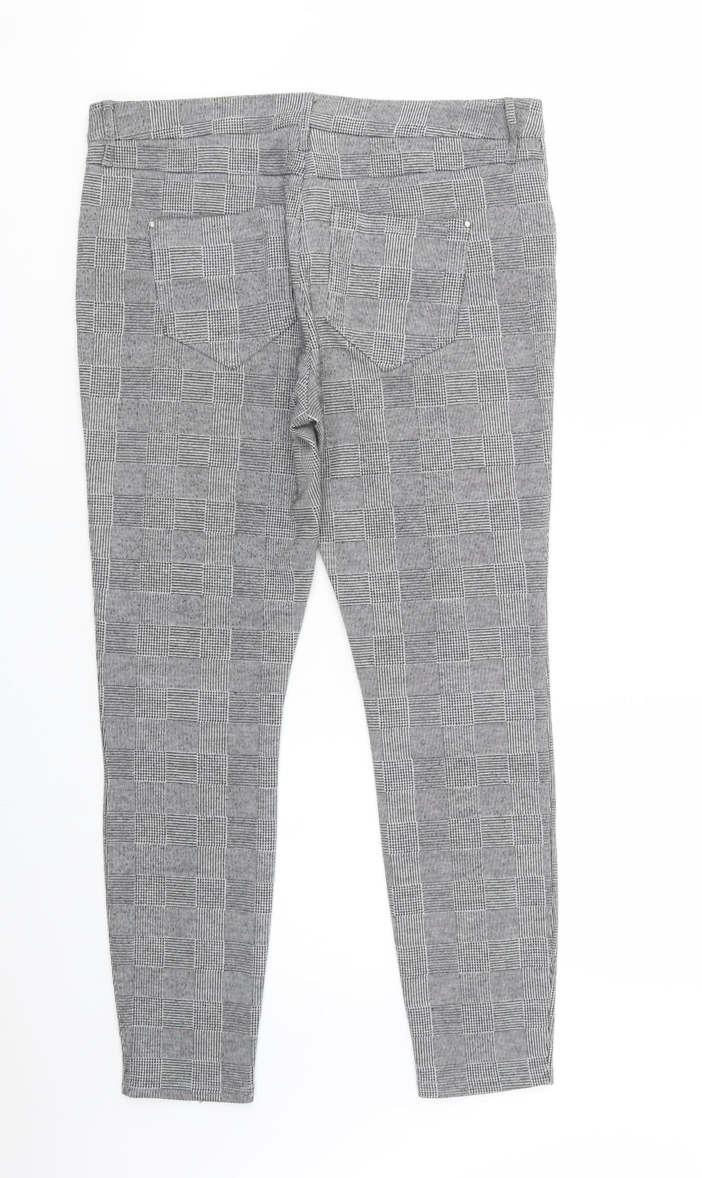River Island Womens Grey Check Polyamide Jegging Trousers Size 14 L29 in Regular Button