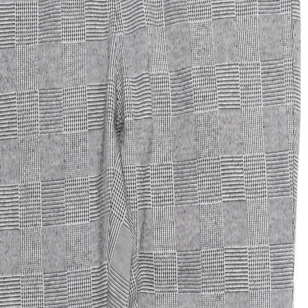 River Island Womens Grey Check Polyamide Jegging Trousers Size 14 L29 in Regular Button