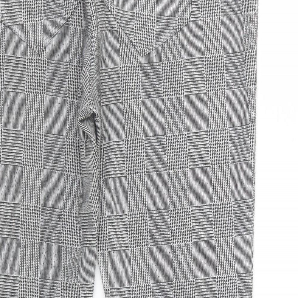 River Island Womens Grey Check Polyamide Jegging Trousers Size 14 L29 in Regular Button