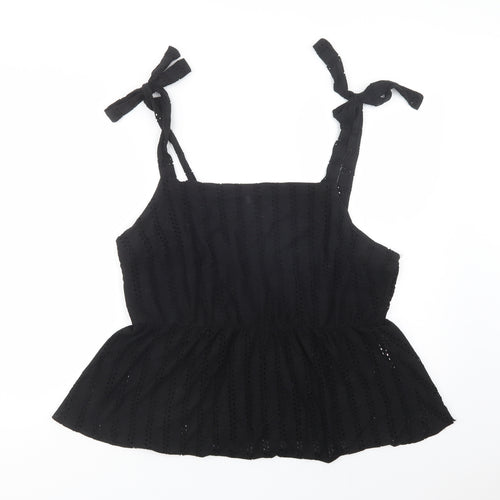Primark Womens Black  Cotton Camisole Blouse Size XL Square Neck