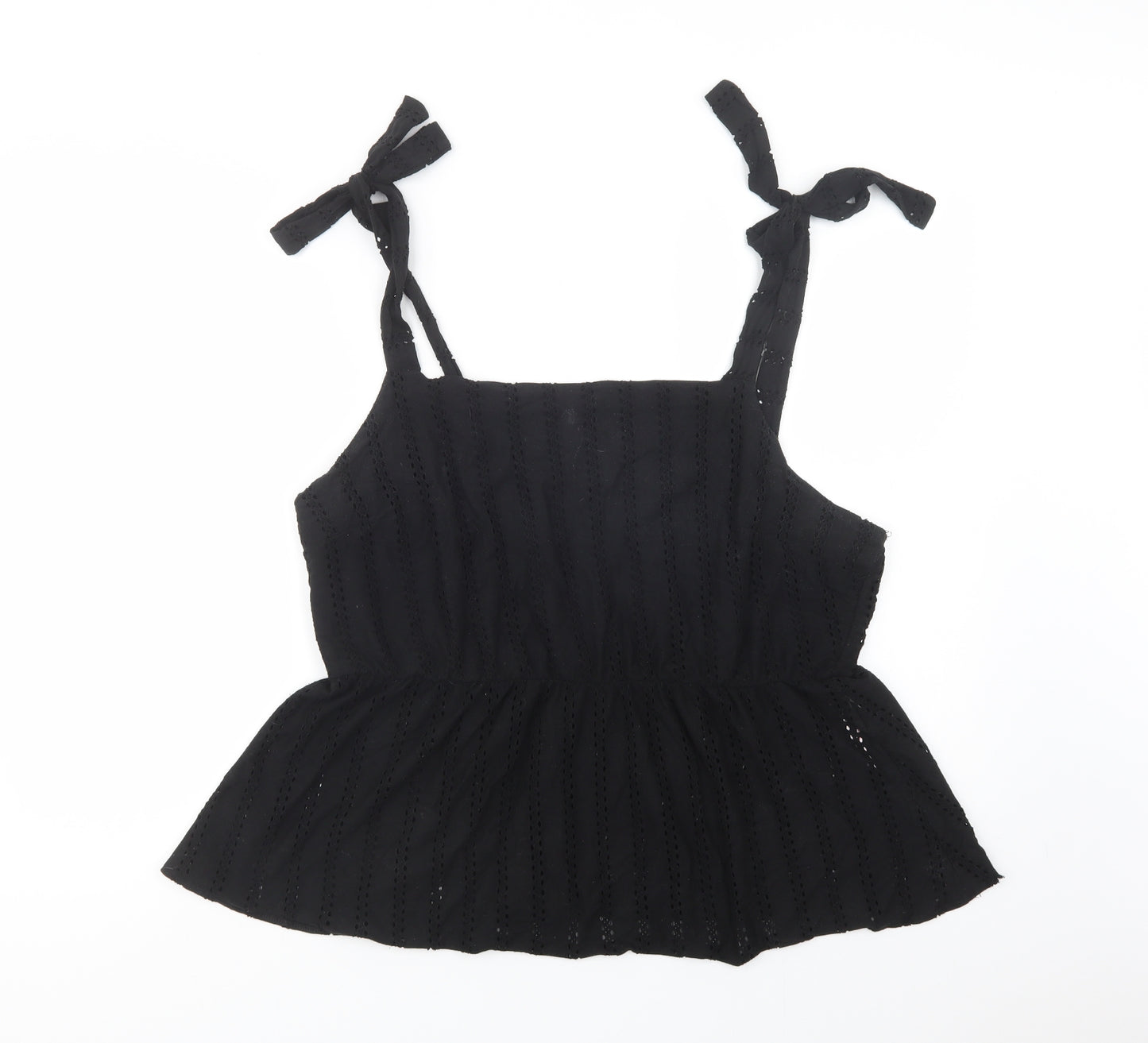Primark Womens Black  Cotton Camisole Blouse Size XL Square Neck